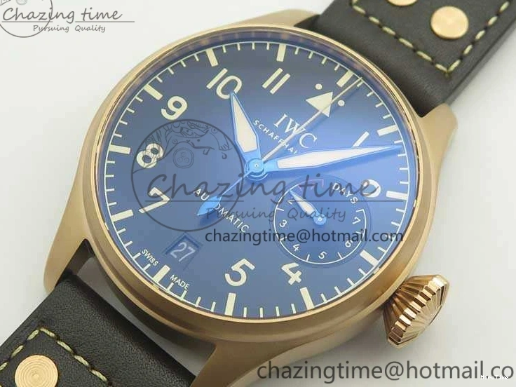 MIROTIME 0331 Big Pilot IW510301 Satin-Polished RG YLF Best Edition Black Dial On Leather Strap A Flexible 7222